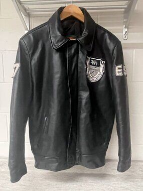 University of Guelph Engineering Leather Jacket Black Varsity 2017 Class Size 42